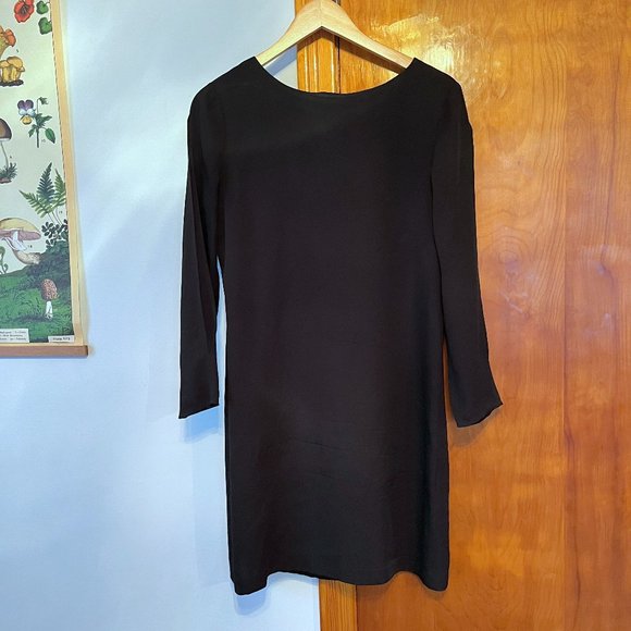 Theory black buttery silk dress with split sleeves - Picture 1 of 7